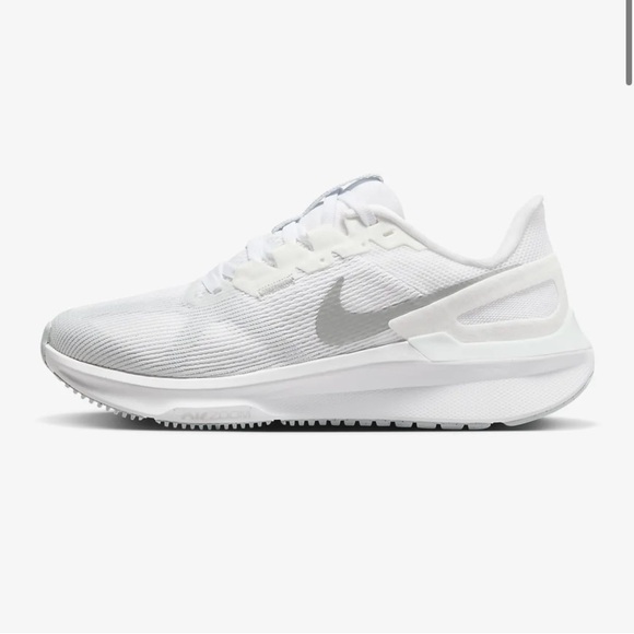 Nike Structure 25 Road Running Shoes White Metallic Silver Size 9 Women's - Picture 1 of 15
